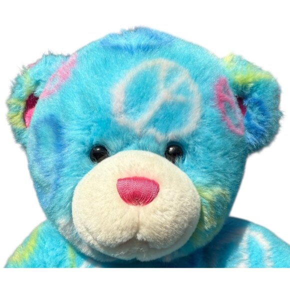 Build A Bear Sitting Blue Hippie Peace Plush Stuffed Support Pet Toy BFF Retro - Picture 11 of 16